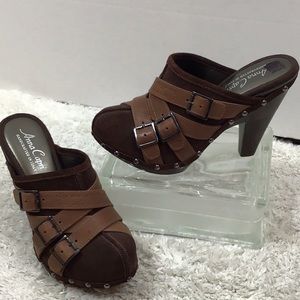 Anna Capri suede and stud mules 39